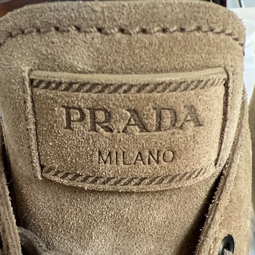 Prada Tan Suede Wedge Ankle Boots in Fabulous Condition. Made in Italy 🇮🇹 Sz 39
